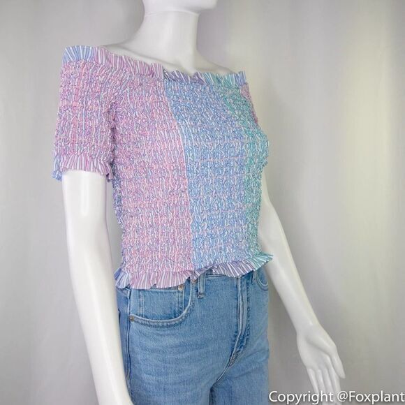 NWT Petersyn Kinsey Smocked Off-the-shoulder Top, Purple - Picture 3 of 15